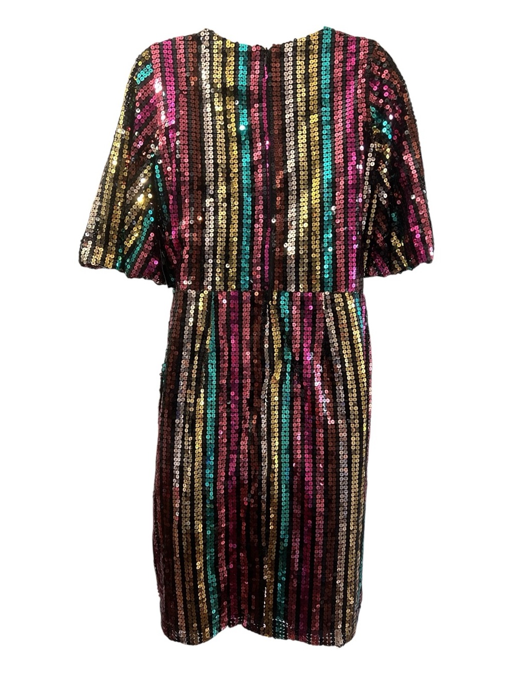 NY&C Rainbow Sequined Faux Wrap Dress NWT Size Medium MSRP $120 - Picture 3 of 4